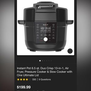 Instant Pot 6.5qt. Duo-Crisp 13-n-1, Air Fryer, Pressure Cooker, & Slow Cooker